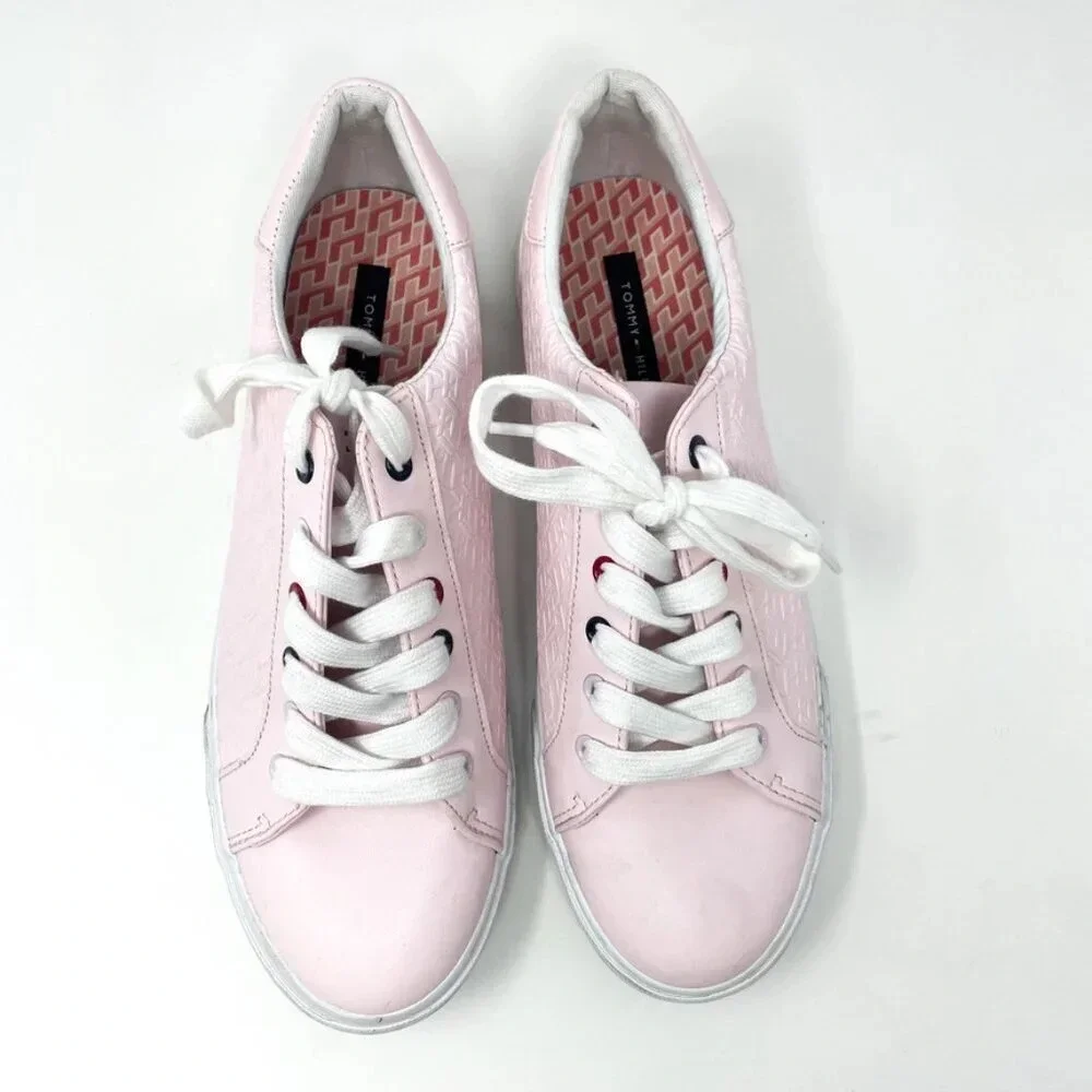 Tommy Hilfiger Vegan Leather Sneakers Trainers Shoes Light Pink Size 9